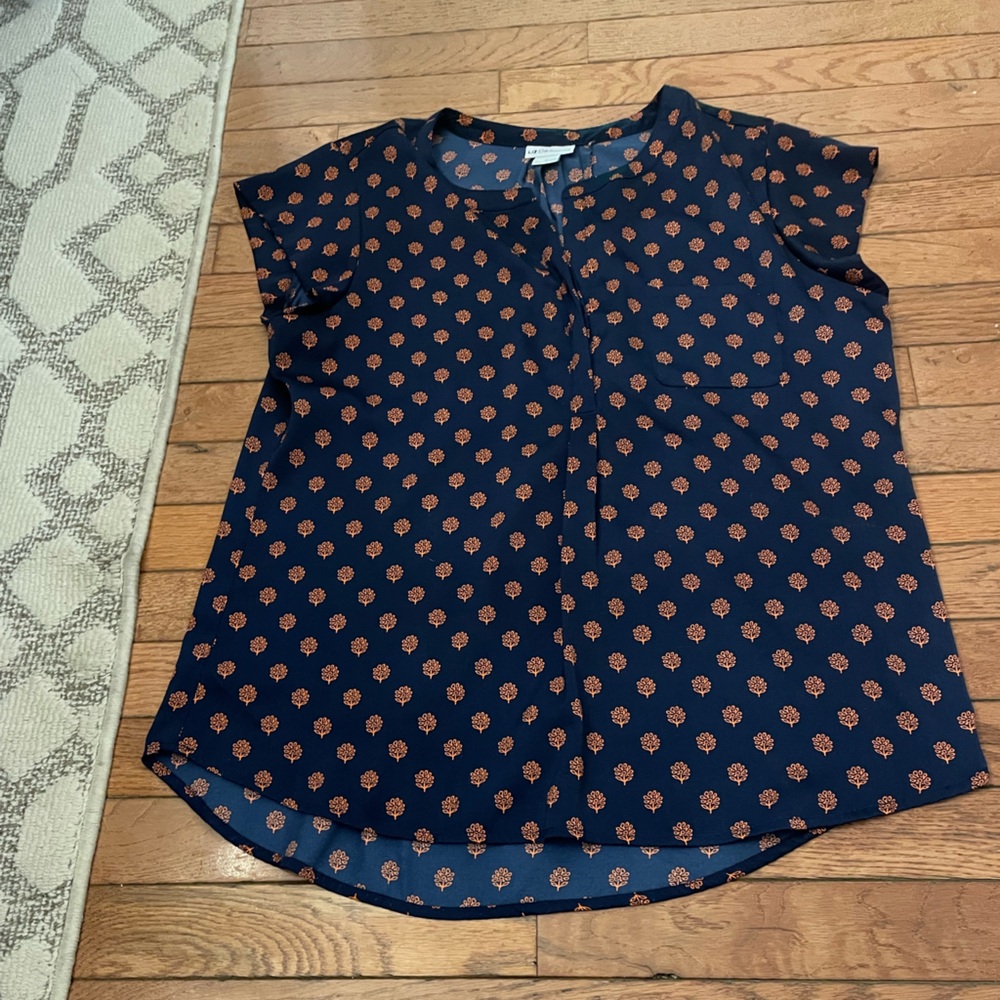 Navy Blue and fusha color Patterned Women's Top